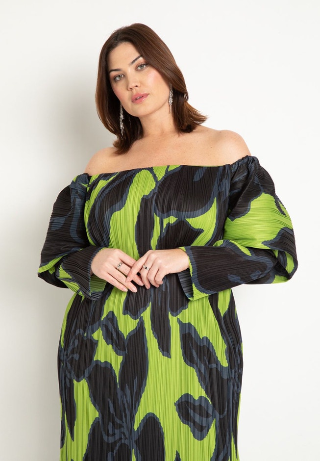 Off The Shoulder Pleated Dress image number 1
