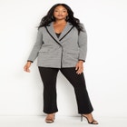 Houndstooth Exaggerated Shoulder Blazer image number null