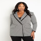 Houndstooth Exaggerated Shoulder Blazer image number null