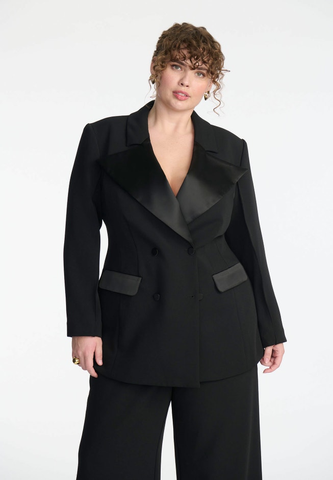 ELOQUII x kate spade new york Tailored Contrast Lapel Blazer image number 1