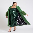 ELOQUII x kate spade new york Feather Sleeve Wool Coat image number null