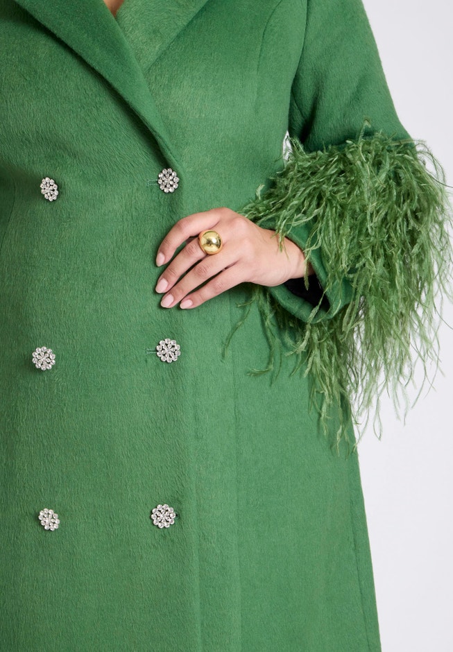 ELOQUII x kate spade new york Feather Sleeve Wool Coat image number 5
