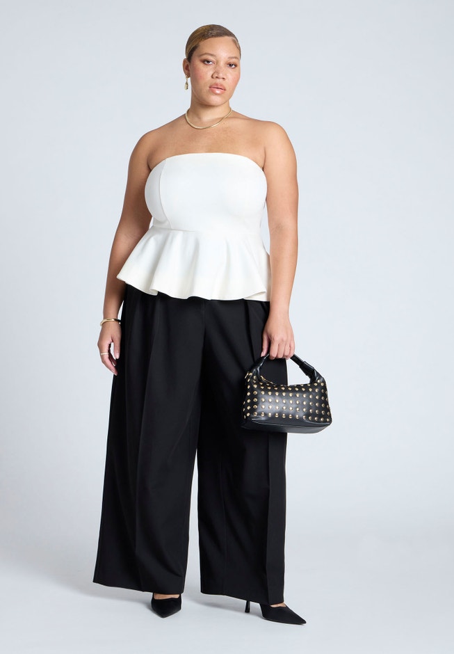 Strapless Flared Peplum Top image number 2