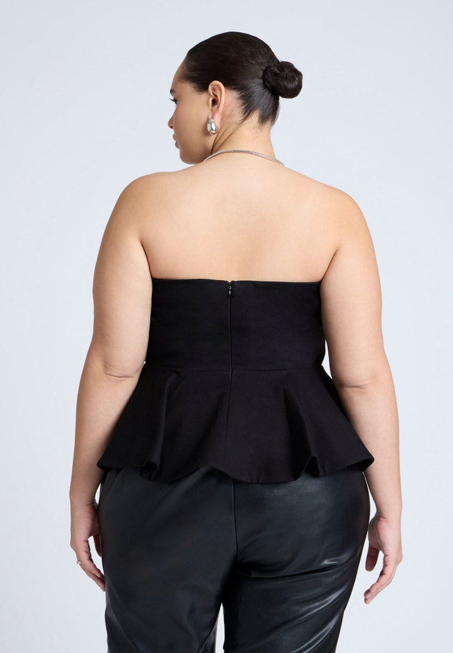 Strapless Flared Peplum Top image number 1