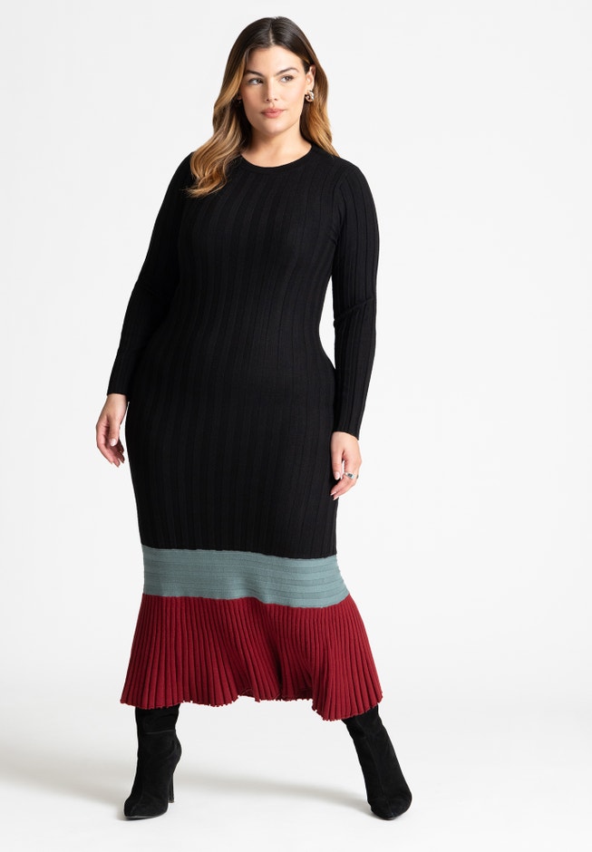 Colorblocked Sweater Dress image number 1
