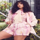 Printed One Button Blazer image number null