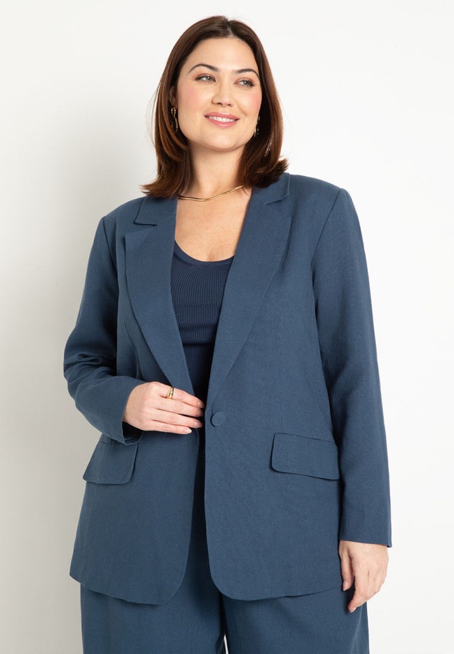 Relaxed One Button Blazer image number null