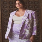 Printed Linen Oversized Blazer image number null