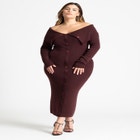 Off Shoulder Sweater Midi Dress image number null