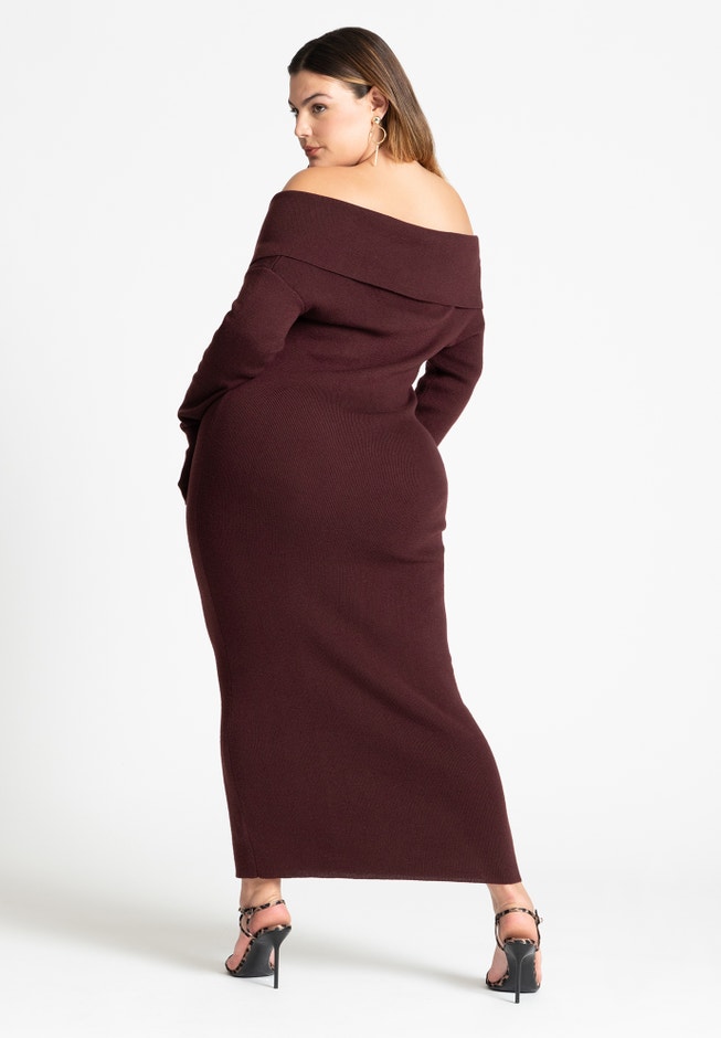 Off Shoulder Sweater Midi Dress image number 2