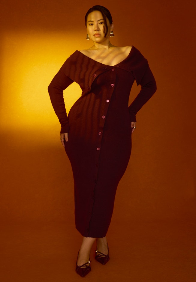 Off Shoulder Sweater Midi Dress image number 0