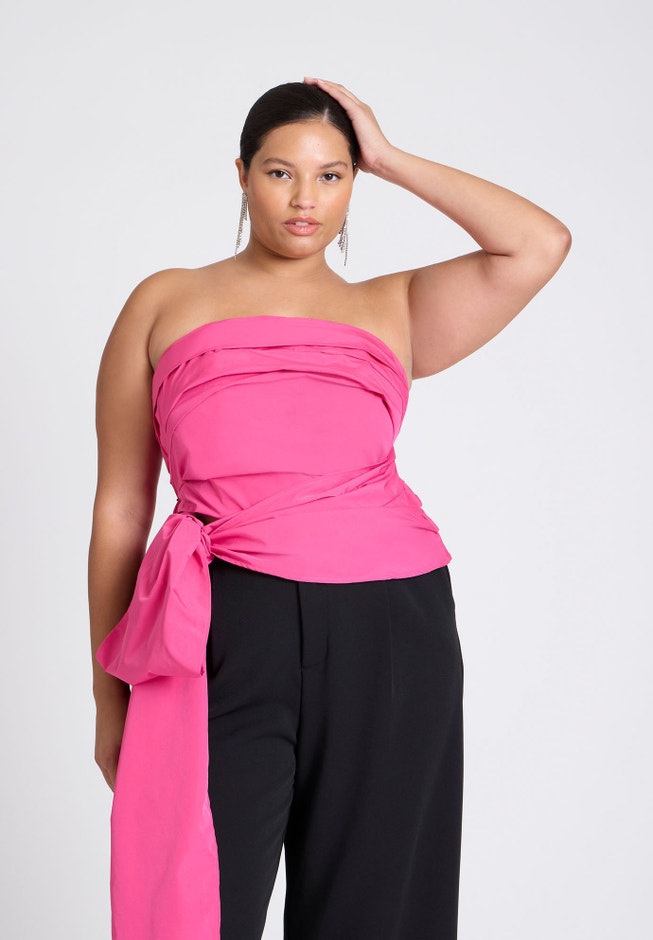 ELOQUII x kate spade new york Pleated Tie Detail Top image number 1