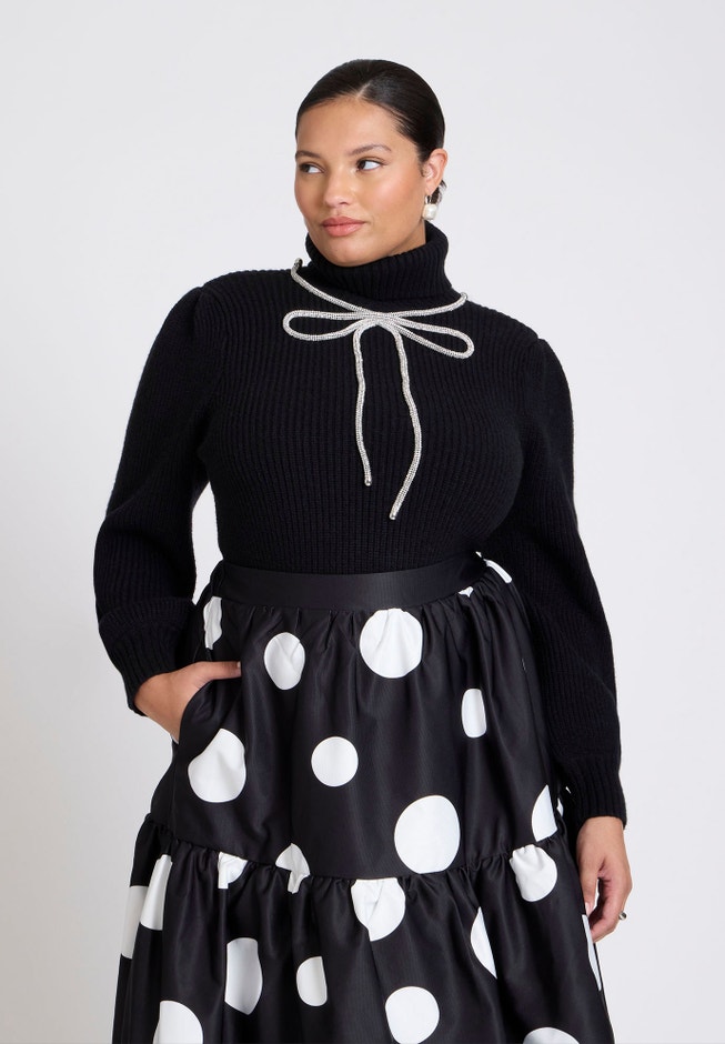 ELOQUII x kate spade new york Bow Applique Turtle Neck Sweater image number null