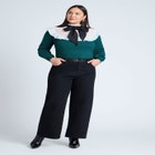 Sheer Yoke Sweater With Tie Neck image number null