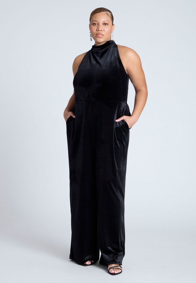 Velvet Halter Jumpsuit image number 0