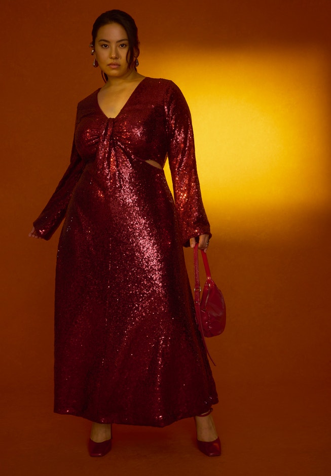 Sequin Maxi Dress With Cutout image number 0