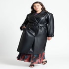 Faux Leather Trench Coat image number null