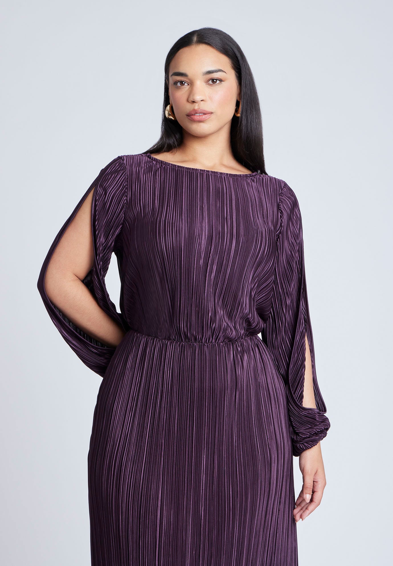 Plisse Open Sleeve Dress image number 4