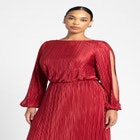 Plisse Open Sleeve Dress image number null