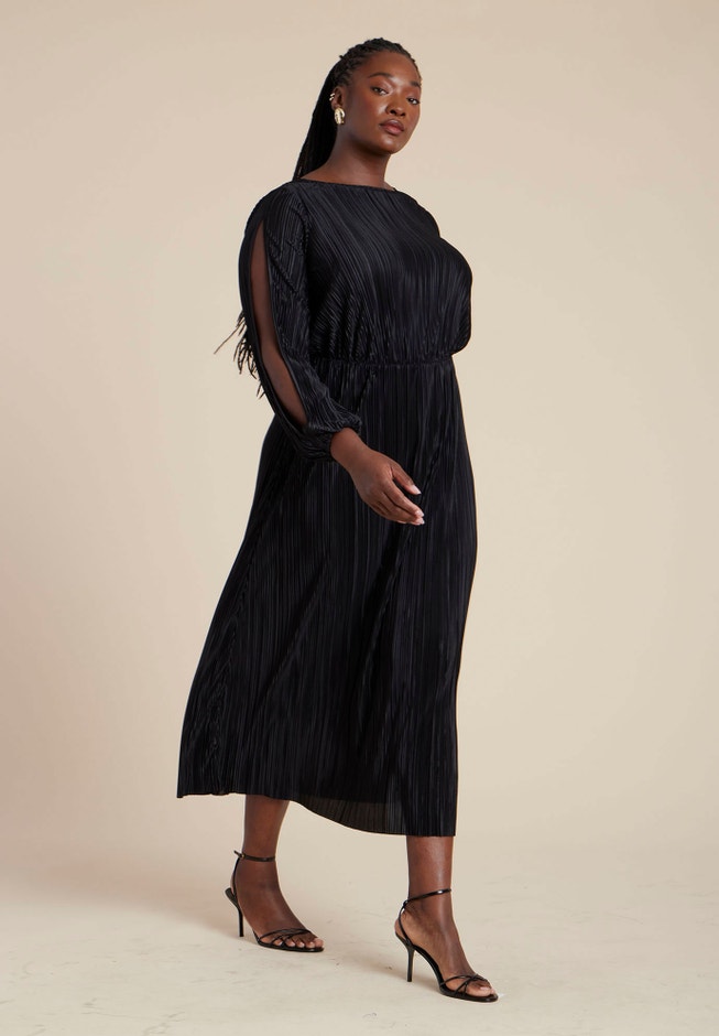 Plisse Open Sleeve Dress image number 0