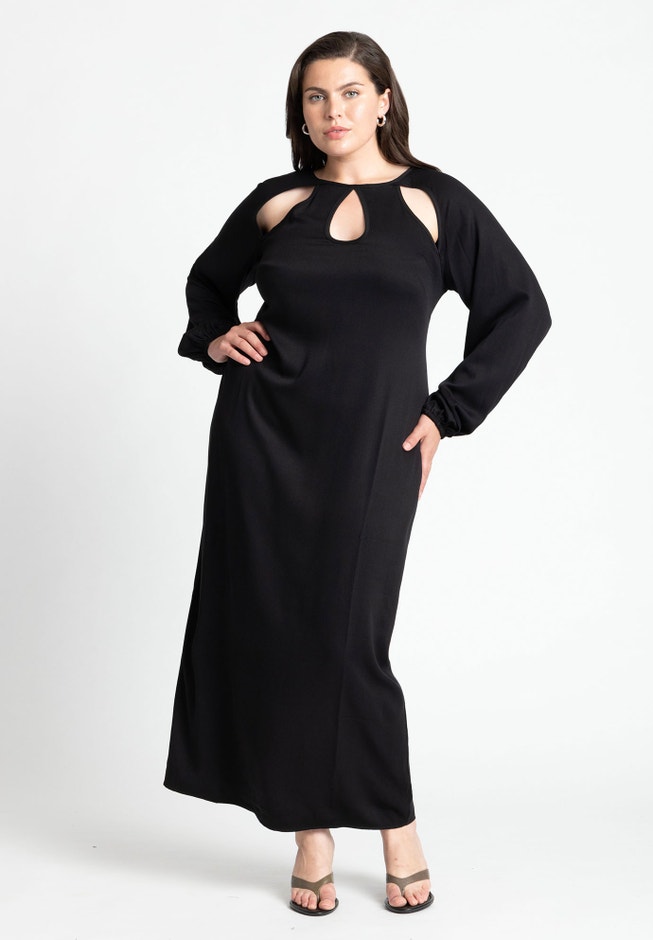 Cutout Neckline Puff Sleeve Dress image number 1