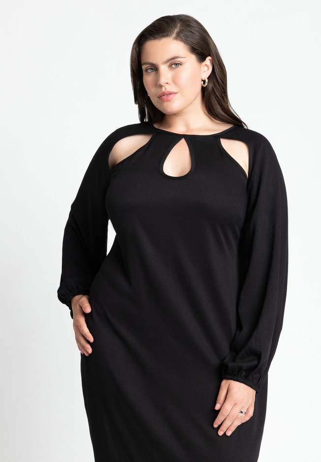 Cutout Neckline Puff Sleeve Dress image number 3
