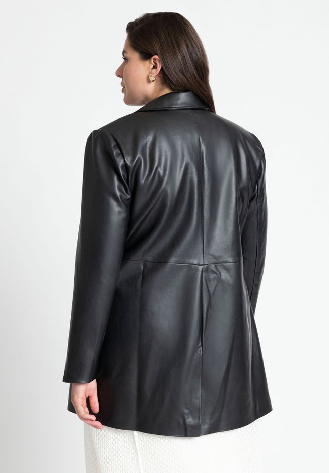 Sleek Faux Leather Blazer image number 1