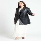 Sleek Faux Leather Blazer image number null