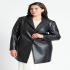 Sleek Faux Leather Blazer image number null