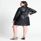 Faux Leather Wrap Detail Shirt Dress image number null
