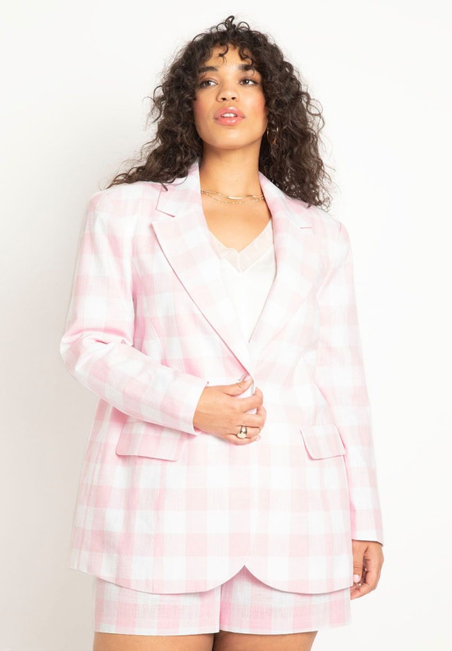 Oversized Plaid Blazer image number null