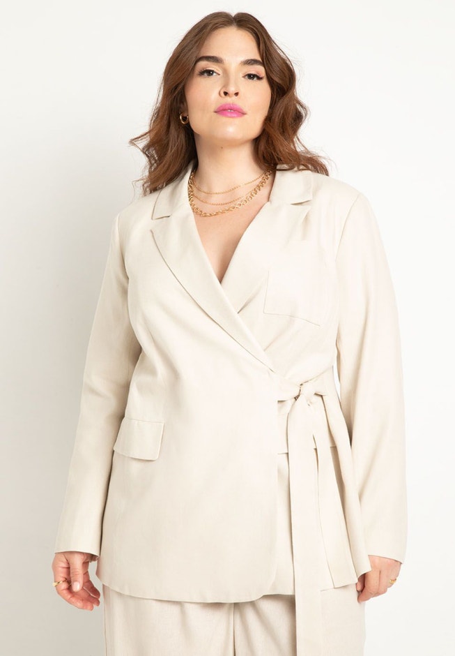 Tie Front Linen Blend Jacket image number 1