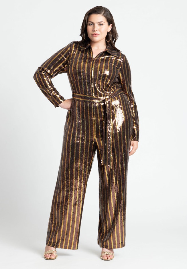 Stripe Sequin Jumpsuit image number 1