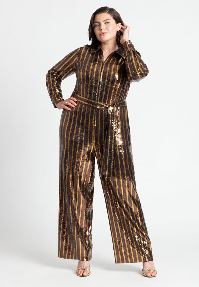 Stripe Sequin Jumpsuit image number 4