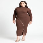 Turtle Neck Sweater Dress W Zipper Slit image number null