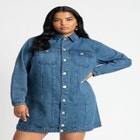 Denim Mini Shirt Dress image number null