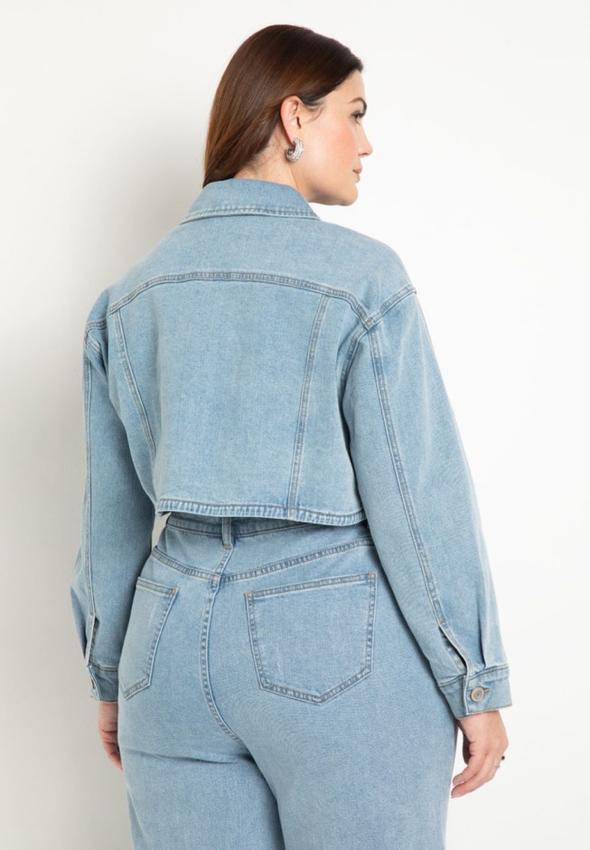 Seam Detail Crop Denim Jacket image number 1