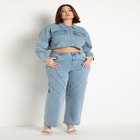 Seam Detail Crop Denim Jacket image number null