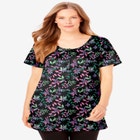 Perfect Short-Sleeve Scoop-Neck Henley Tunic image number null