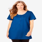 Perfect Short-Sleeve Scoop-Neck Henley Tunic image number null