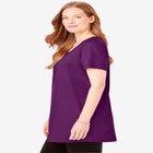 Perfect Short-Sleeve Scoop-Neck Henley Tunic image number null