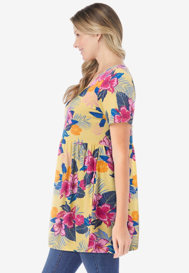 Short-Sleeve Empire Waist Tunic image number 2