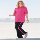 Cotton French Terry Straight-Leg Pull-On Side-Stripe Pants image number null