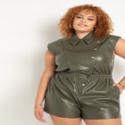 Faux Leather Romper With Moto Details image number null