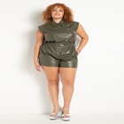 Faux Leather Romper With Moto Details image number null