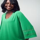 Stretch Knit Mesh Inset Sleeve Tunic image number null