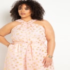 Halter Clipped Jacquard Jumpsuit image number null