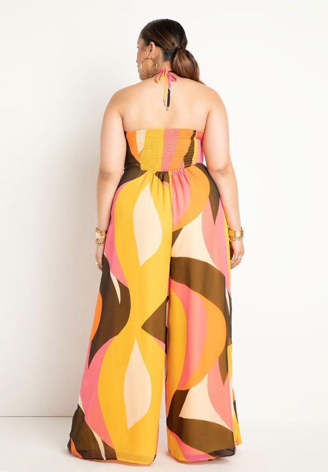 Halter Neckline Wide Leg Jumpsuit image number null