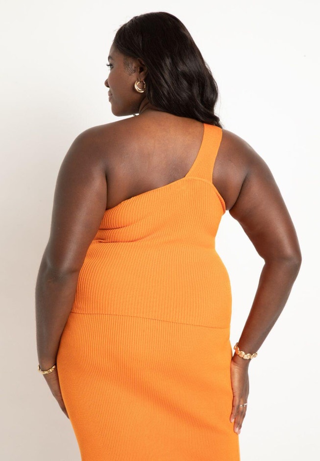 Cropped One Shoulder Knitted Top image number null