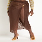 Twist Front Sarong Wrap Coverup Skirt image number null